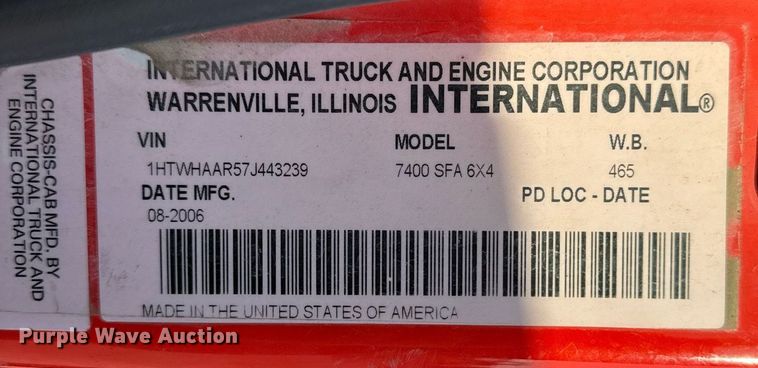image for item ED4016 2007 International 7400 dump truck