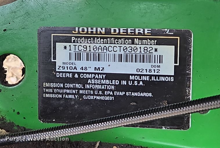 image for item ED4054 2012 John Deere Z910 ZTR lawn mower