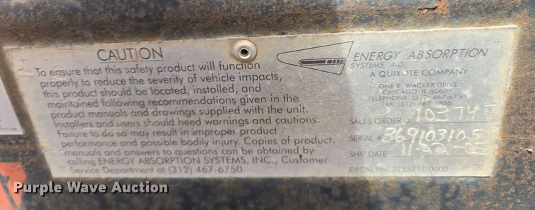 image for item ED4072 2005 Trinity  Energy Absorption system crash attenuator
