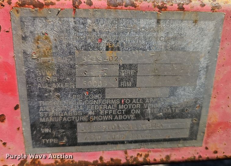 image for item EI8872 2002 Road Hog utility trailer