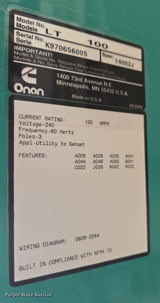 image for item EK5061 Onan generator