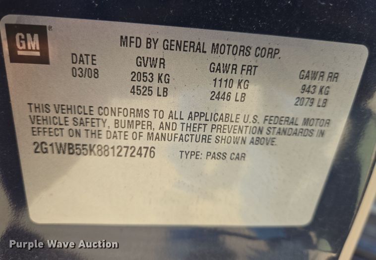 image for item EN8717 2008 Chevrolet  Impala 