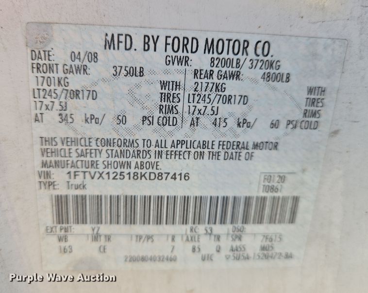 image for item EN8721 2008 Ford  F150 SuperCab pickup truck