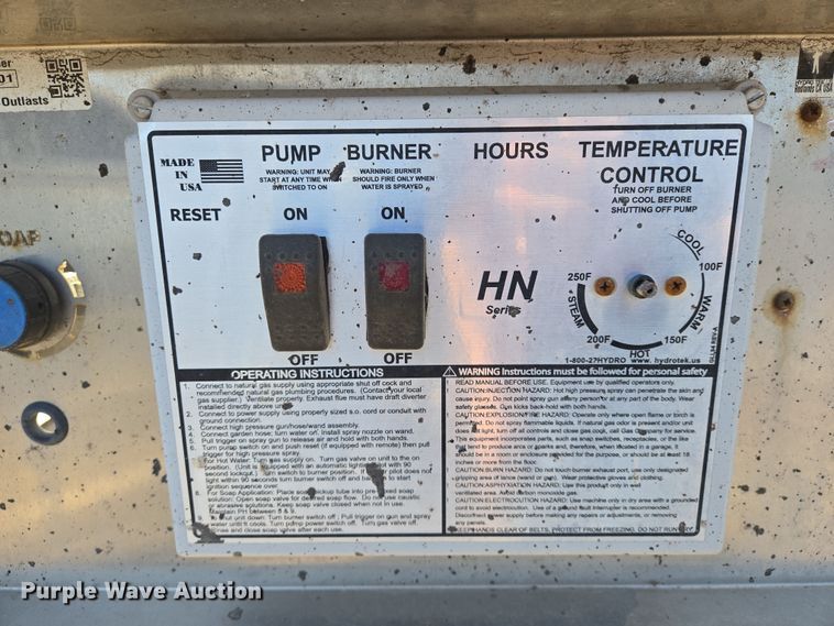 image for item EN8743 2015 Hydrotek HN20004E2G hot pressure washer