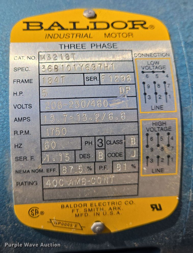 image for item EN8744 Kellogg American 335TV air compressor