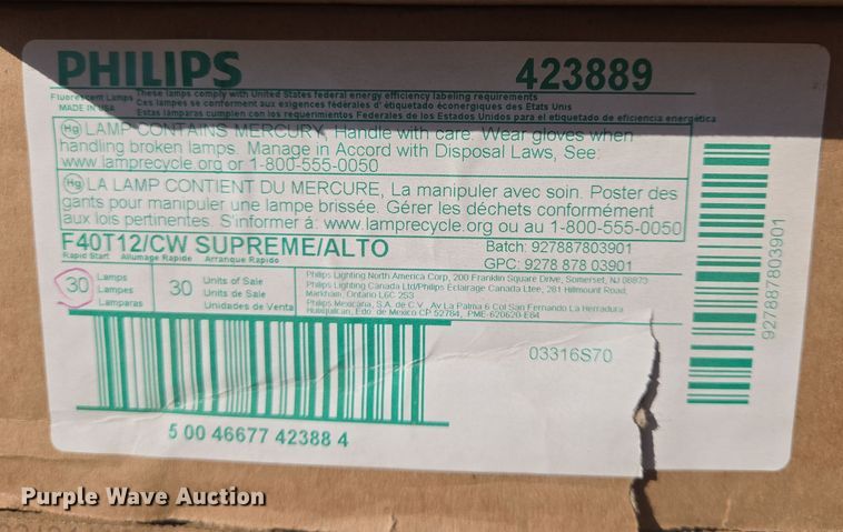 image for item EN8766 Approximately 150 Phillips Alto T12 light bulbs