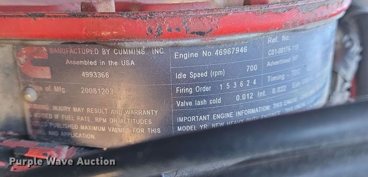 image for item EN8771 2009 Sterling  L-Line dump truck