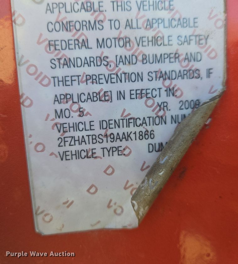 image for item EN8771 2009 Sterling  L-Line dump truck