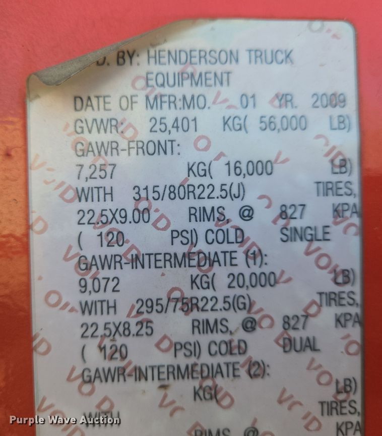 image for item EN8771 2009 Sterling  L-Line dump truck