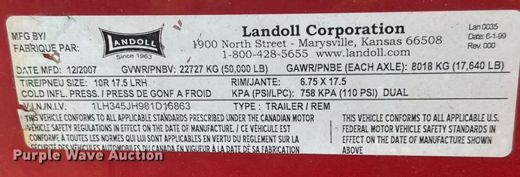 image for item EQ1200 2008 Landoll 345D tilt deck equipment trailer