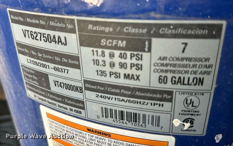 image for item ER8887 (2) Campbell Hausfeld air compressors