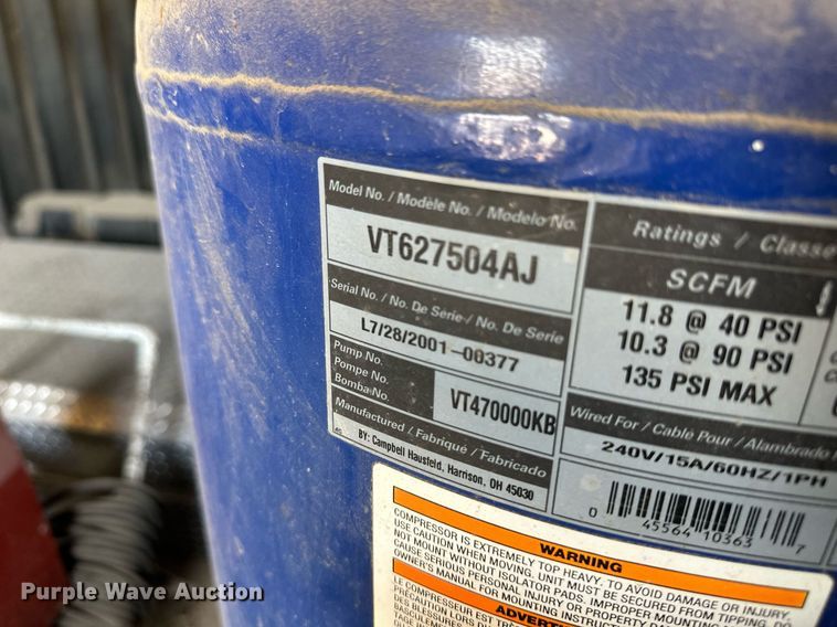 image for item ER8887 (2) Campbell Hausfeld air compressors