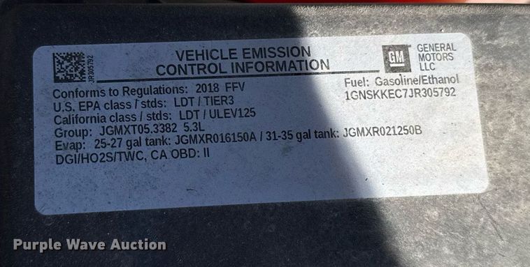 image for item NN9684 2018 Chevrolet Suburban SUV