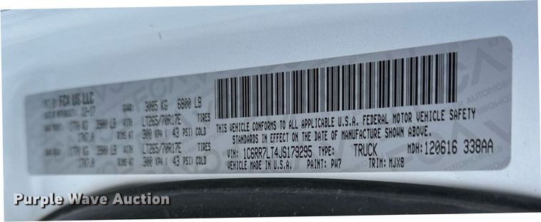 image for item DF8473 2018 Dodge Ram 1500 Crew Cab pickup truck