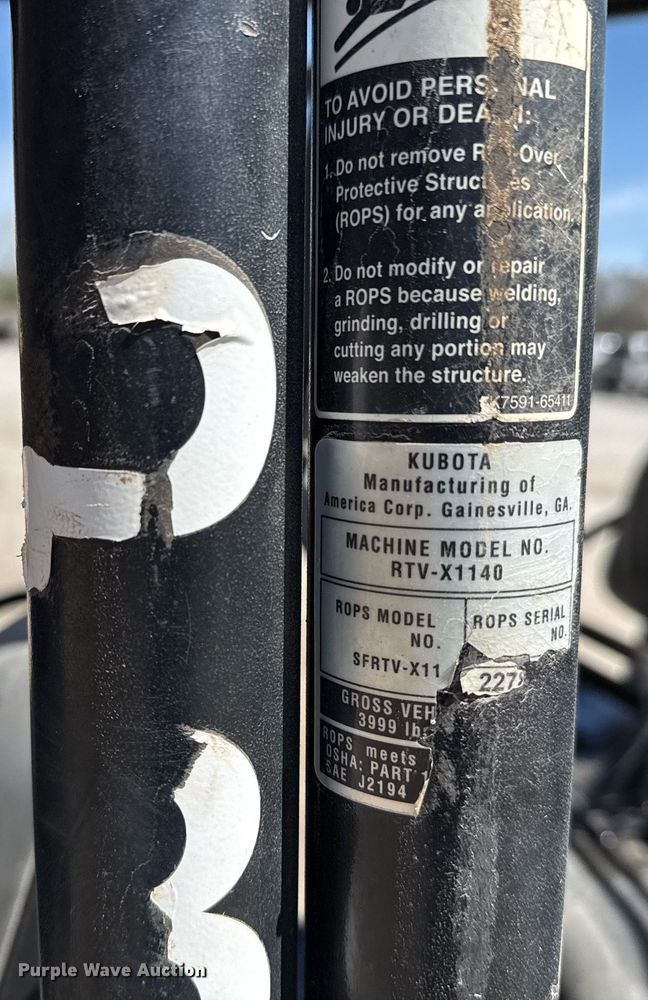 image for item DM5650 2018 Kubota RTV-X1140 utility vehicle