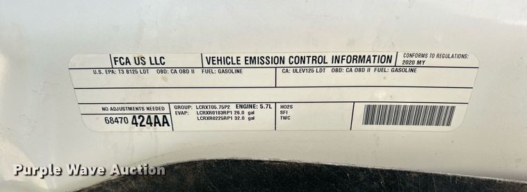 image for item DP6134 2020 Dodge Ram 1500 Crew Cab pickup truck