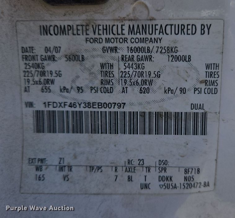 image for item DP6184 2008 Ford F450 Super Duty XL bucket truck