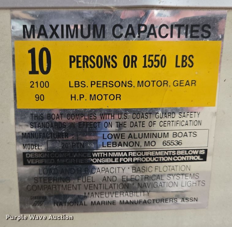 image for item DP6221 1999 Lowe Suncruiser Trinidad 200 pontoon boat