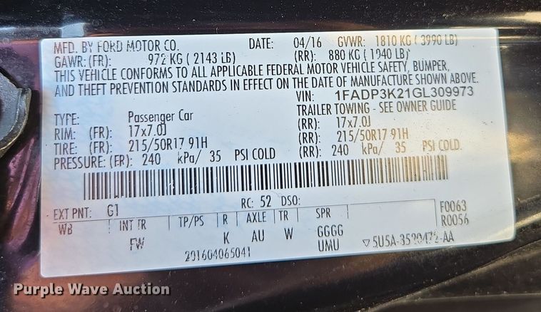 image for item DP6230 2016 Ford Focus SE 