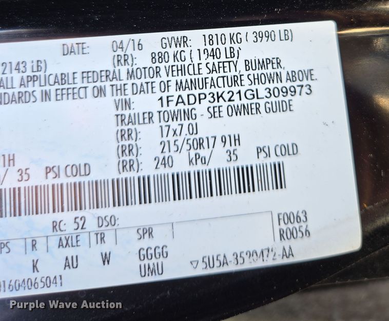 image for item DP6230 2016 Ford Focus SE 