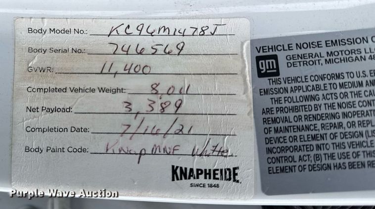 image for item DT0538 2021 Chevrolet Silverado 3500HD utility bed pickup truck