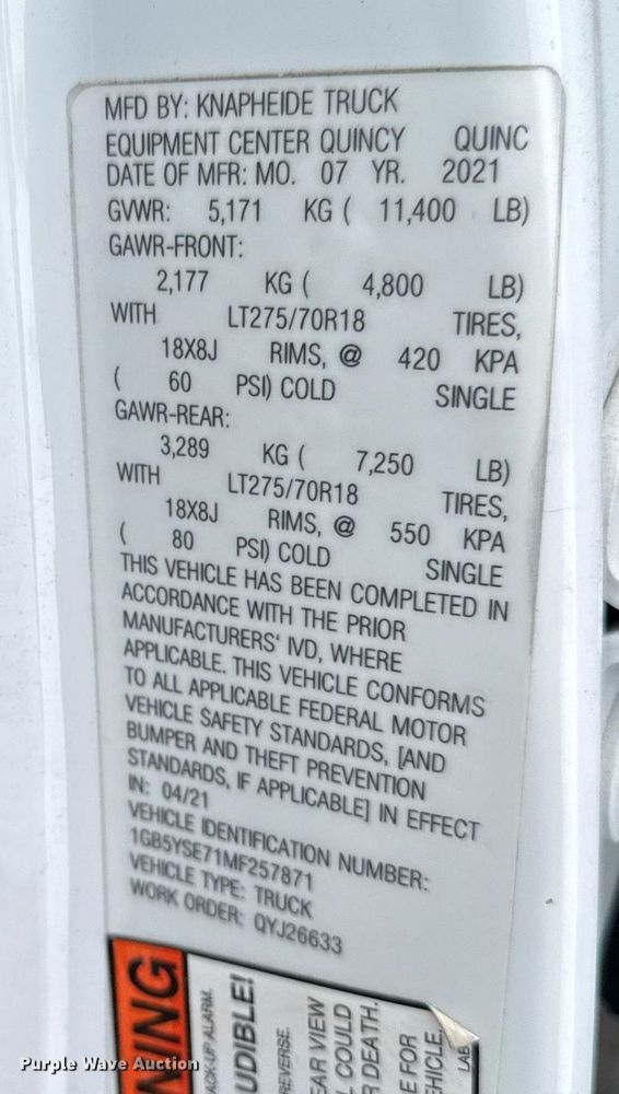 image for item DT0538 2021 Chevrolet Silverado 3500HD utility bed pickup truck