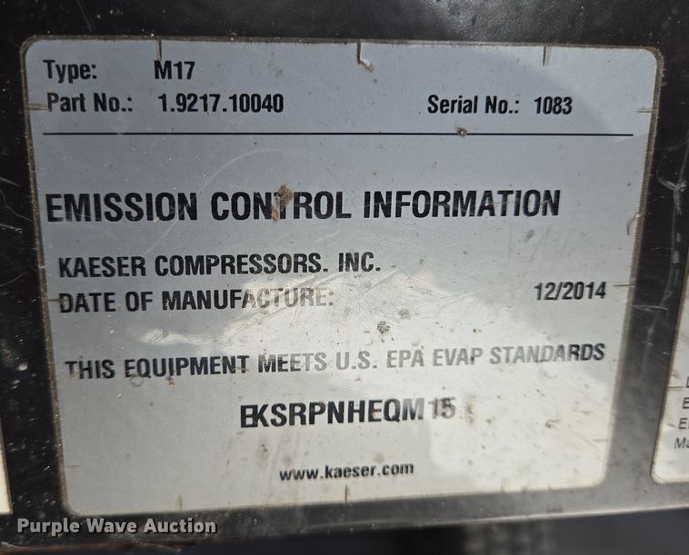 image for item DT4752 2014 Kaeser M17 air compressor