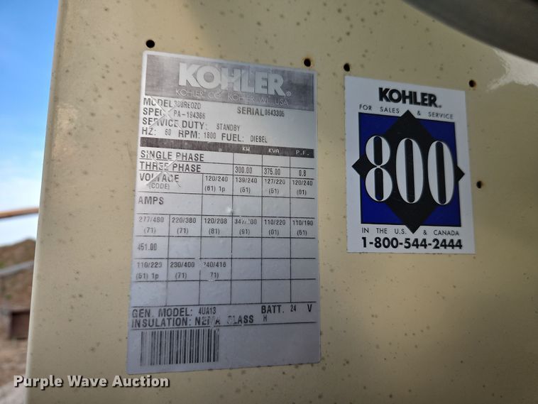 image for item DT7660 Kohler 360RE0ZD generator