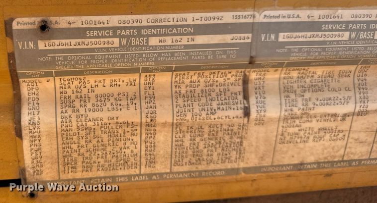 image for item DU3376 1991 GMC TopKick flatbed truck