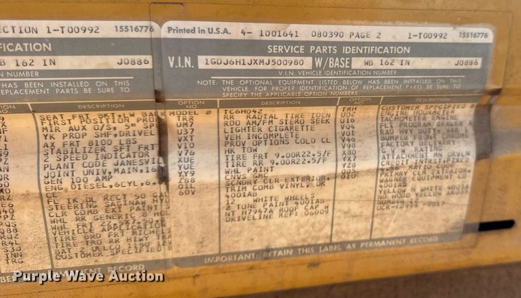 image for item DU3376 1991 GMC TopKick flatbed truck