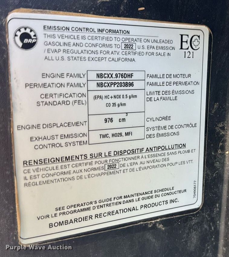 image for item DU3383 2022 Can-Am Defender Limited HD10 utility vehicle