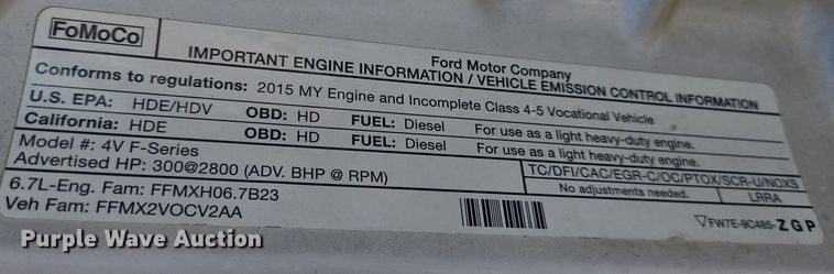 image for item DV1284 2015 Ford F550 Super Duty XL utility / service truck