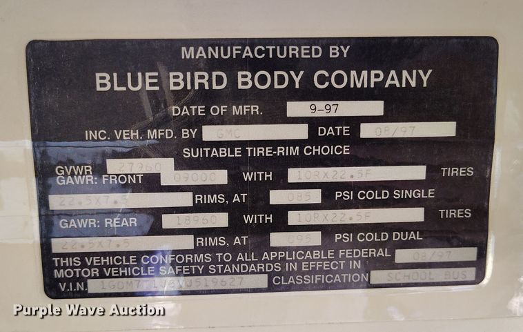 image for item DV6728 1998 Bluebird school bus