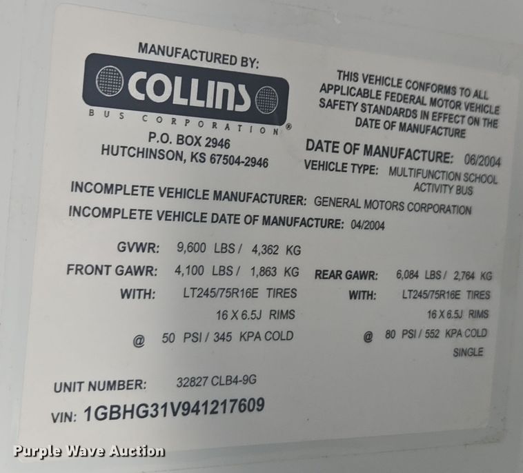 image for item DW1886 2004 Chevrolet Express school bus