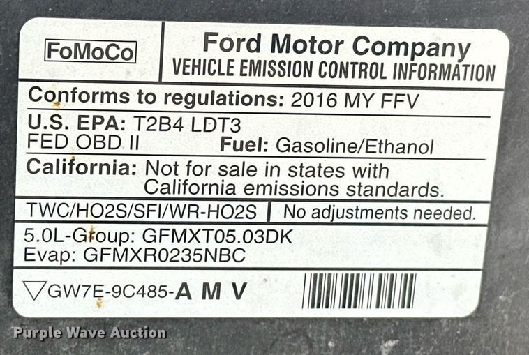 image for item DW5096 2016 Ford F150 SuperCrew pickup truck