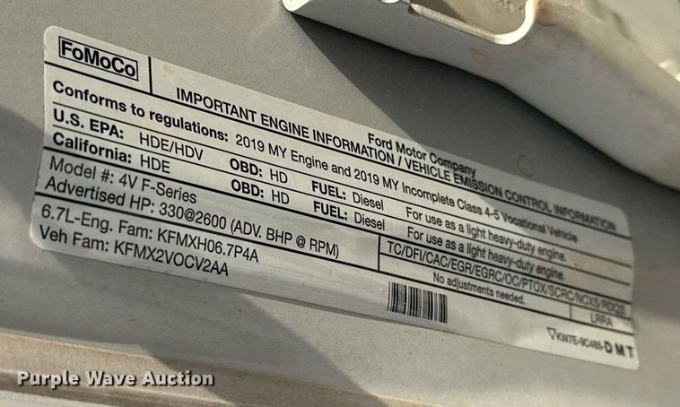 image for item DW5106 2019 Ford F550 Super Duty truck cab and chassis