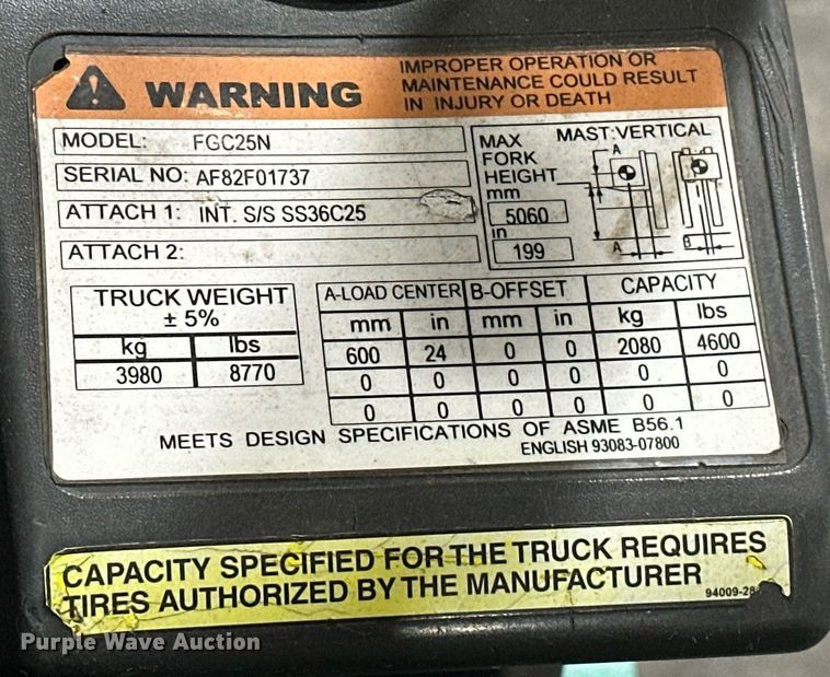 image for item DW5108 Mitsubishi FGC25N forklift