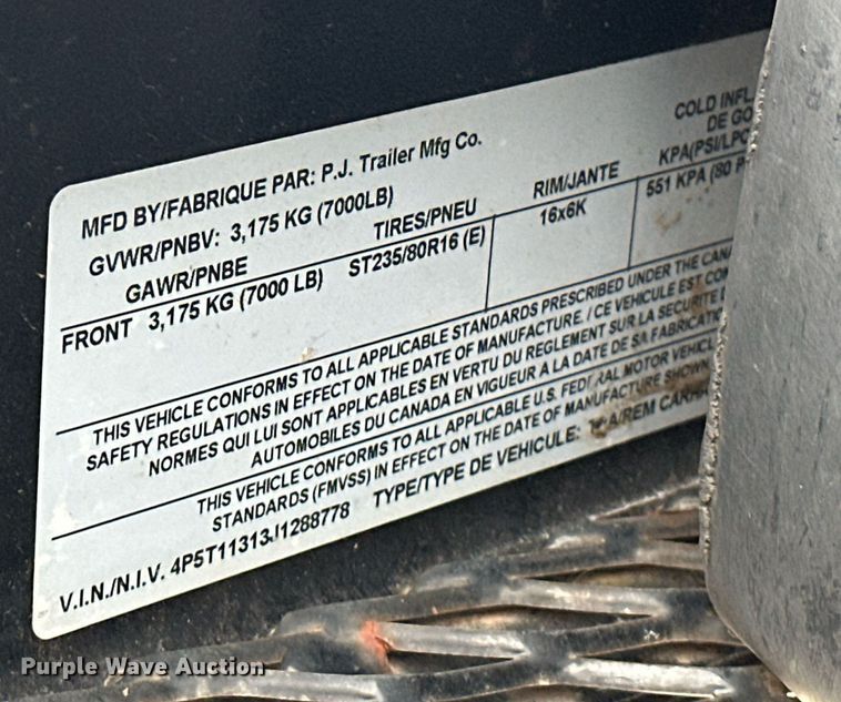 image for item DW5109 2018 PJ Trailers tilt deck utility trailer