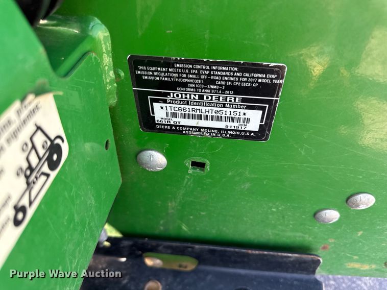 image for item ED4082 2017 John Deere 661R ZTR lawn mower
