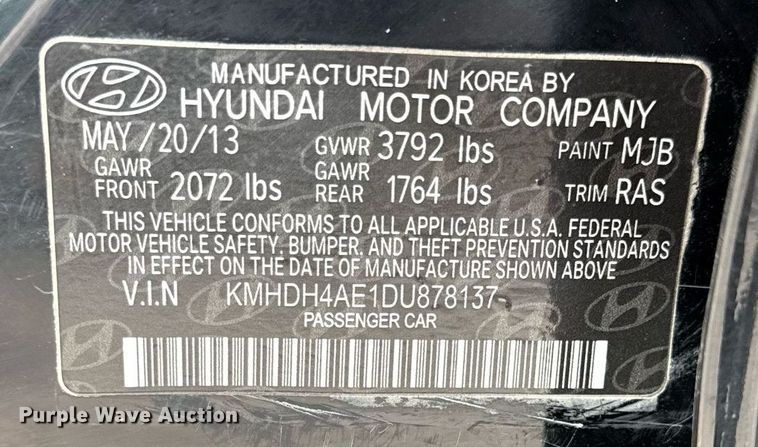 image for item ED4096 2013 Hyundai Elantra 