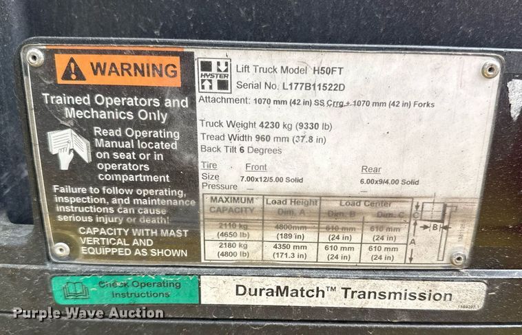 image for item ED4114 2006 Hyster H50FT forklift