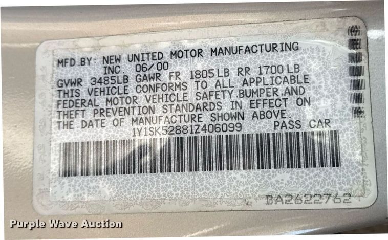 image for item EG2601 2001 Chevrolet Prizm 