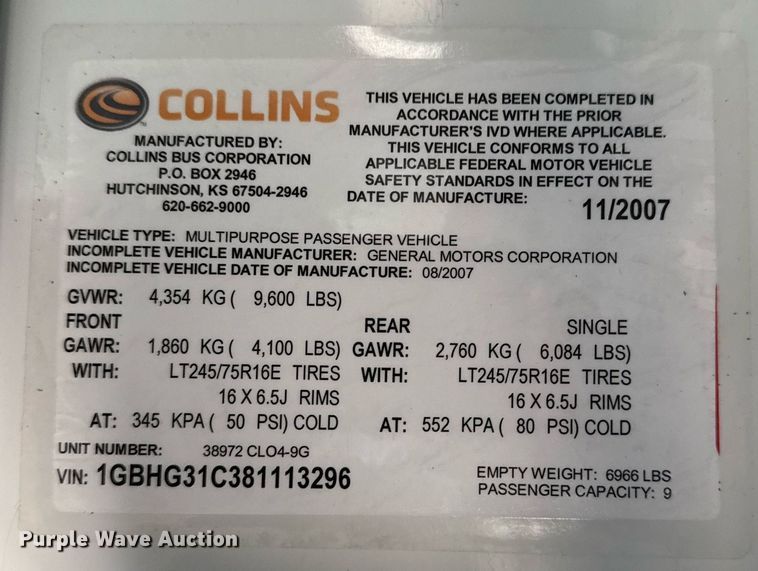 image for item EG2629 2008 Chevrolet Express G3500 school bus