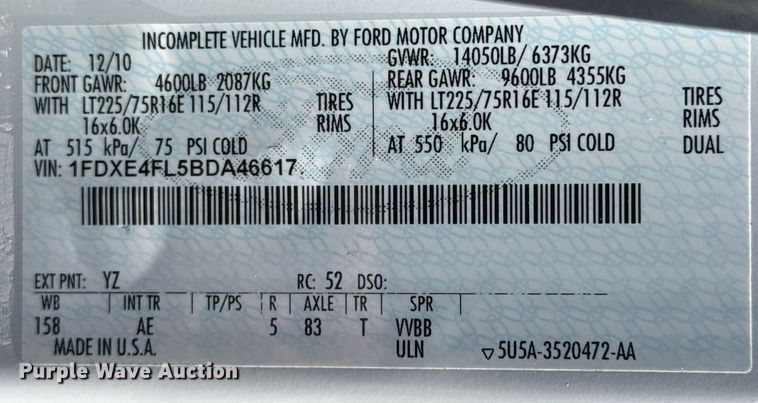 image for item EG2642 2011 Ford E450 Super Duty box truck