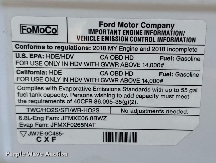 image for item EG2645 2018 Ford E450 Super Duty refrigerated truck