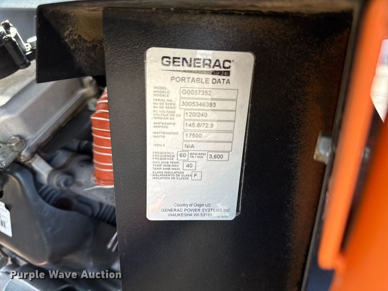 image for item EG2651 Generac GP17500 generator
