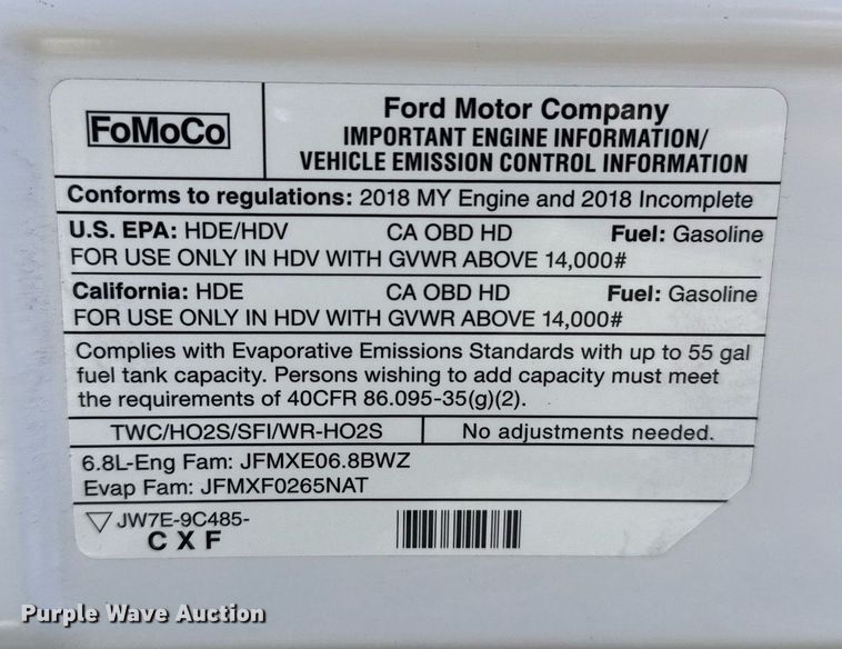 image for item EG5671 2018 Ford E450 Super Duty refrigerated truck