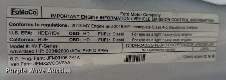 image for item EG5682 2018 Ford F550 Super Duty truck cab and chassis