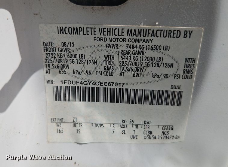 image for item EI8882 2012 Ford F450 Super Duty bucket truck