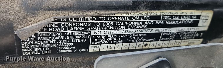 image for item EI8894 2005 Toyota 7FGCU20 forklift